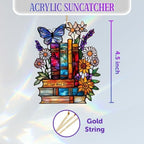 Book Ornament – ​​Stained Glass Style Acrylic Christmas Ornament with,Teacher Back To School Gift, Bookish Gifts For Librarian, BookLovers,Reader, Women, Suncatcher Effect Decor For Christmas Tre,S-18 - Image 4