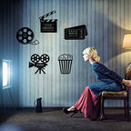 Moxweyeni 5 Pcs Movie Theater Decor Movie Theater Metal Home Room Decor Cinema and Popcorn Reel Wall Sign Art Cinema Film Wall Decoration for Home Party Supplies - Image 4