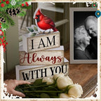 Yuntau 4 Pcs Cardinal Christmas Decor Wood Block Sign Tiered Tray Decor - Image 3