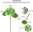 JINWOE 4PCS Real Touch Faux Hydrangea Flowers, 21" Green Latex Silk Flowers for Decoration,Vintage Fake Bouquet Flowers for Wedding Centerpieces Tables Party Outdoor Home Baby Showers - Image 4