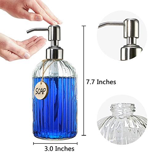 JASAI 18 Oz Clear Glass Soap Dispenser with Rust Proof Stainless Steel Pump - Image 5