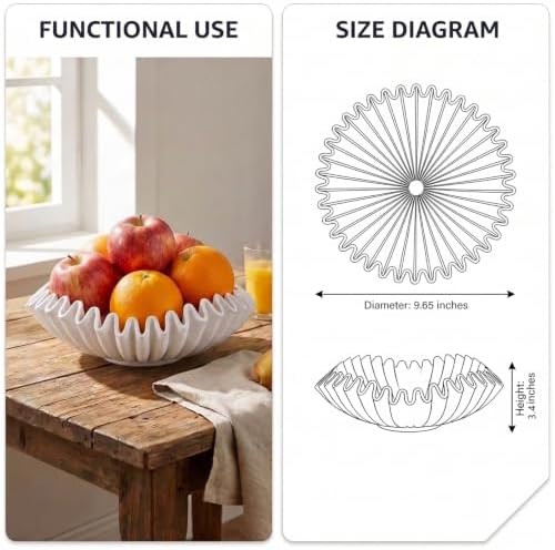 FESTGLOX White Decorative Bowl, Decorative Fruit Bowl for Kitchen Counter - Image 2