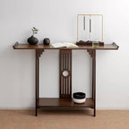 Gdrasuya10 40 inch Walnut Bamboo Console Sofa Table, Vintage Sofa Table Narrow - Image 4