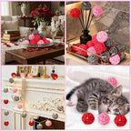 Yaomiao 15 Pcs Decorative Wicker Rattan Ball, 1.8 in, Pink Red Gray - Image 6