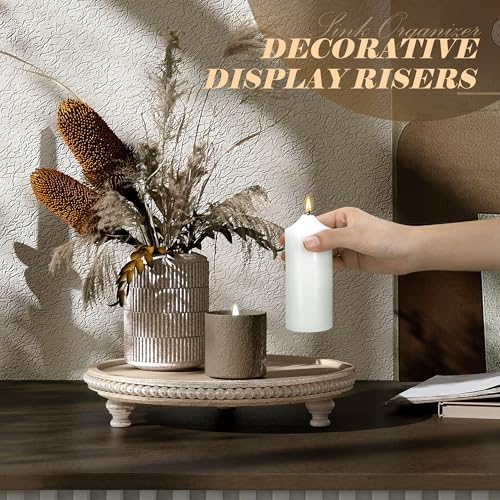 EOSAHR Beaded Round Display Riser for Bathroom Sink Decor, Light Natural - Image 3