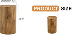 12'' Boho Cylinder Side Table for Living Room, Natural Wood Accent Tables - Image 9