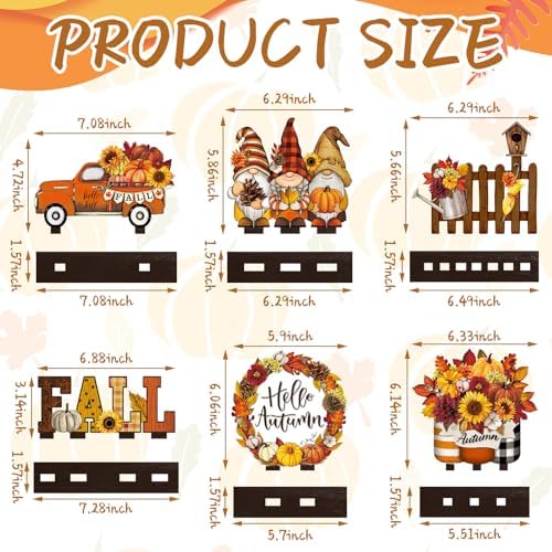 Wenqik 6 Pcs Fall Wooden Table Decorations for Home and Office, Harvest - Image 3