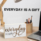 Everyday is a Gift Rustic Wooden Block Sign, 5x3 Inch Positive Inspirational Wood Plaque, Farmhouse Home Decor for Desk Tabletop Shelf, Housewarming Christmas Gift for Friends Family - A14 - Image 3
