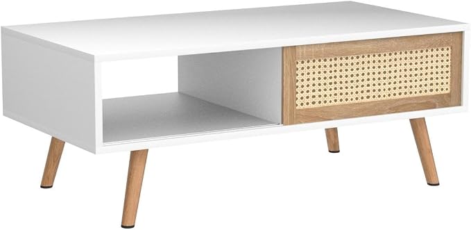 Boho Coffee Table for Living Room, 41.3" Rattan Coffee Table - Image 4