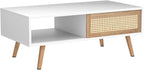 Boho Coffee Table for Living Room, 41.3" Rattan Coffee Table - Image 4