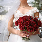 Nubry 10pcs Burgundy Roses Artificial Flowers, Realistic Faux Red Rose - Image 3