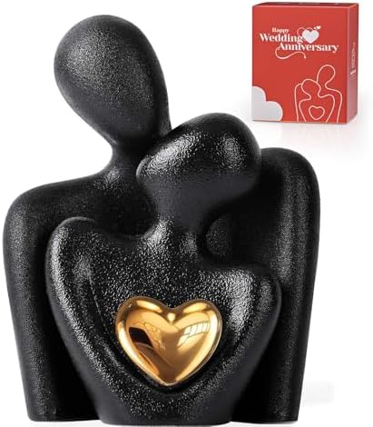 Mini Couple Statue Tv Stand Decor Items for Living Room Home Decor,Bedroom Decor for Couples Sculpture for Anniversary Wedding,Love Gifts for Couples 2026,Knick Knacks for Shelve (Black, 3.15in) by XMGZQ