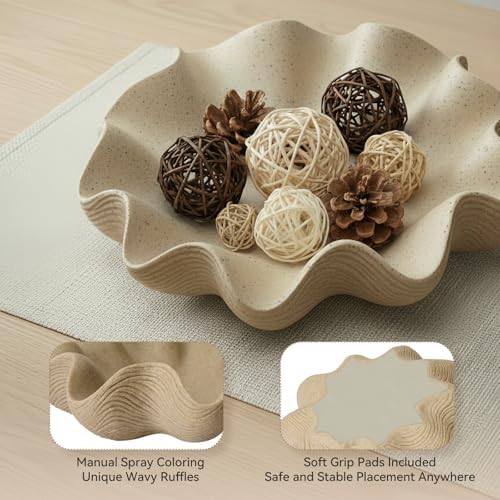 Scalloped Decorative Bowl, 12.6" Shell Ruffle Fruit Bowl Home Decor - Image 5