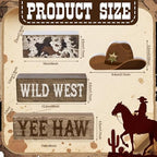 Yuntau 4 Pcs Western Cowboy Table Decor Wooden Block Signs Cowboy Hat Set - Image 2