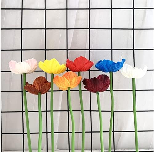 Rikyo 10 pcs Red Artificial Poppy Flowers,11inch Faux Flower Stems - Image 3