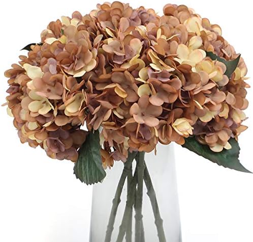 Kimura's Cabin 6Pcs Hydrangea Artificial Flowers Fall Flower,Autumn Yellow by WeddingPartyArrangementBouquetsDecorationArtificialFlowers