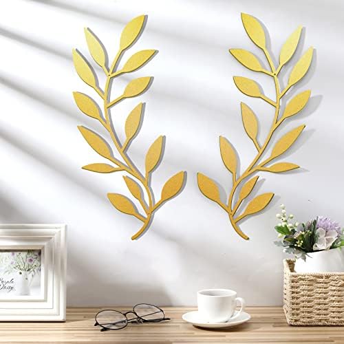 Zhengmy 2 Pcs Metal Leaf Wall Art Vine Branch Decor,Gold - Image 3