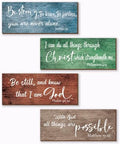 4 Pieces Bible Verses Wall Decor Rustic Wooden Christian Signs Farmhouse Religious Decor for Home Motivational Prayer Wall Art for Living Room Office Bedroom Bathroom(Rustic,10x4") by Unknown