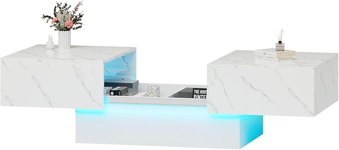 HedoAjim White Marble LED Coffee Table - Image 6