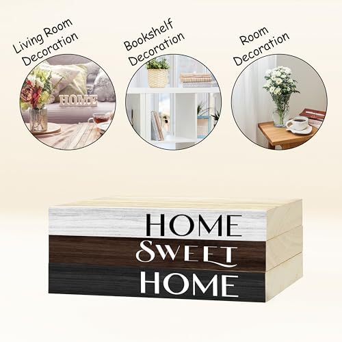 Decorative Books For Home Decor, Wood Book Stack For Table Decor, Home Decor Book For Living Room Mantel, Farmhouse Stacked Books Decorative（L45） - Image 3