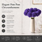 Mandy's 12pcs Artificial Purple Ball Chrysanthemum Flowers - Image 2