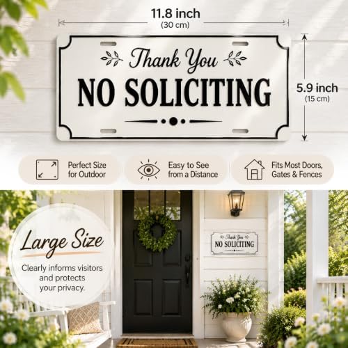 Love You, Bye – Vintage Metal Wall Sign, Metal Signs, Hallway Entryway Door Signs Decor, 16 X 4 Inch Aluminum Rustic Wall Art, Farmhouse Style Hanging Plaque for Decoration (1, NO SOLICITING-A, L) - Image 2