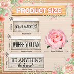Yuntau 4 Pcs Farmhouse Tiered Tray Decor, Be Kind Block Sign with Flower - Image 4