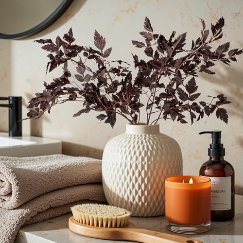 Ttranewsoo Artificial Fall Stems for Vase, 23.6 Inch Faux Cimicifuga Leaf Branches, Silk Fake Leaves Spray for Autumn Home Decor, Dining Table Centerpiece, Fireplace Mantel, Decor,4PCS （No vase） by Ttranewsoo