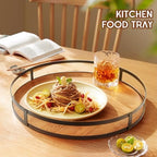 Defined Deco 12in Decorative Tray-Round Serving Tray with Metal Handle-Decorative Trays for Home Decor,Living Room Decor,Coffee Table Decor,Rustic Wooden Tray for Kitchen Table Decor,Dining Table. - Image 3