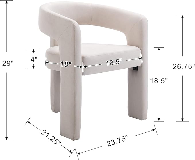 BESTANO Set of 2 Modern Linen Fabric Upholstered Dining Chairs - Image 3