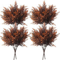 Artificial Ferns Shrubs Bushes, Faux Fern Leaves Plastic Plants Fake Boston Grass for Wedding Bouquet Indoor Outdoor Home Garden Verandah Kitchen Table Centerpieces Arrangements Decoration Red 8 Pack by CATTREE