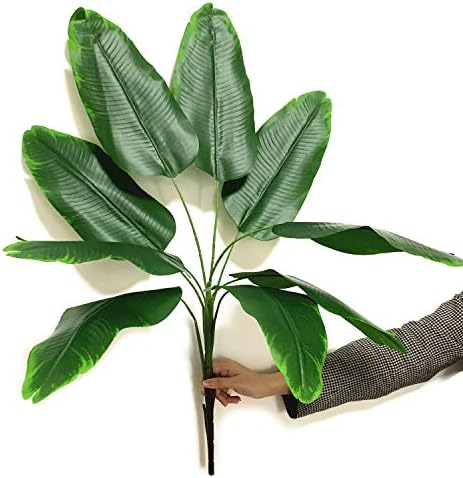Artificial Banana Tree Plants Imitation Bird of Paradise Plant Faux Tropical Greenery Leaves Bush Fake Large Leaf for Indoor Outdoor Home Kitchen Party Flowers Arrangement Wedding Decorations 2 Pack - Image 2