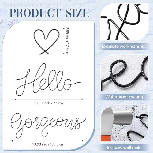 Hicarer Metal Hello Gorgeous Wall Art Minimalist Wall Decor,Black,Fashion - Image 2