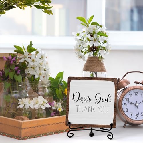 Modern Farmhouse Decor, Home Decor For Living Room, Boho Chic Aesthetic Shelf Decorations, Christian Rutsic Dear God Sign, Farm House Entryway Tv Stand Fireplace Coffee Table Decoration (05) - Image 3