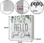 Rustic Bathroom Decor Farmhouse Hello Sweet Cheeks Wooden Sign, Toilet Rules Decoration for Farmhouse Apartment Shelves Toilet Restroom Home Tabletop Desk, Modern Toilet Shelves Accessory (Eucalyptus1) - Image 2