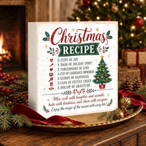 Christmas Kitchen Decor Gifts Christmas Recipe Wood Box Sign - Image 3
