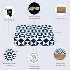 Handicrafts Home Blue and White Decorative Storage Box with Lid – Slim Decorative Storage Box, Handmade Resin Inlay Wooden Box, Remote Holder, Desk Organizer, Small Keepsake Box- 5x7x1.5 - Image 3