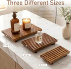 Acacia Wood Pedestal Stand Bathroom Tray Organizer Kitchen Counter Decor - Image 6