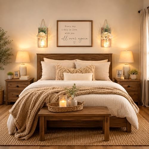 Rustic Wall Sconces Set of 2, Brown - Image 3