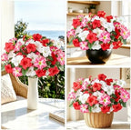 Uieke Artificial Flowers for Outdoors, 24PCS Faux Petunias Outdoor Uv Resistant Silk Flower, Spring Decorations for Home Garden Patio Porch, Red&White - Image 4