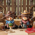 Wesiti 2 Pcs Highland Cow Figurines, Cowboy Western Resin Statue Set - Image 5