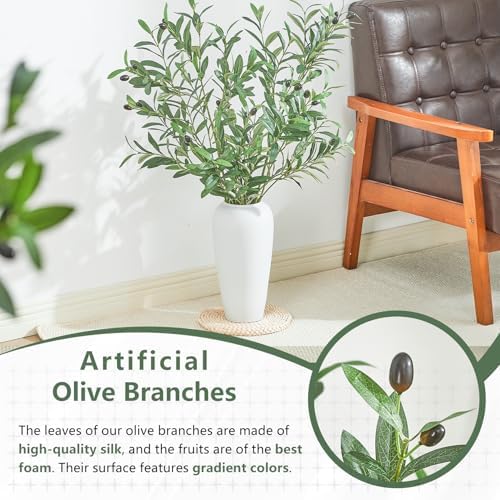 4 PCS 39 Inch Faux Olive Branches Artificial Flowers Greenery Stems Olive Tree Branch for Vase Filler Home Decor Indoor - Image 3