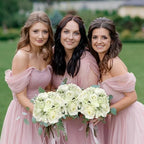 Admired by Nature 4 pcs 9 Stems Faux Hydrangea Rosa Flower Bouquet, Fake Flowers for Bride Bridesmaid, Centerpieces Artificial Flower Arrangement Home Décor, Cream Green - Image 6