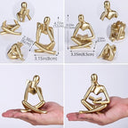 2-Piece Gold Resin Seated Reading Figurines with Books, Bookshelf Decor - Image 3