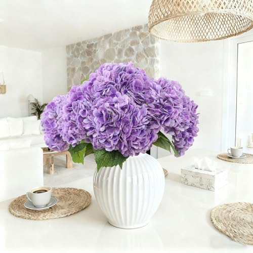 Coferset 3pcs Lifelike Real Touch Hydrangea Artificial Flowers,Purple - Image 6