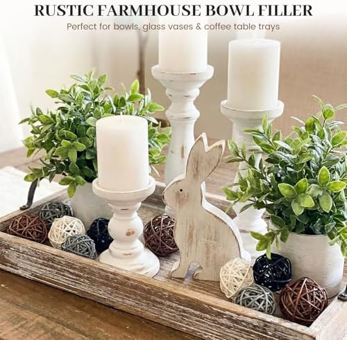 DomeStar 24PCS Brown Decorative Balls for Bowl Centerpiece, 2 Inch Rattan - Image 3