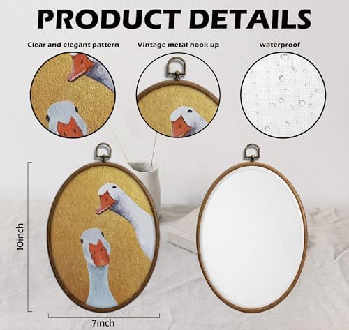 Vintage Goose Oval Cottage Core Decor, Farmhouse Grandma Core Duck Wall Art - Image 2
