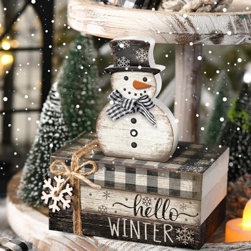 4 Pcs Winter Snowman Decor, Hello Winter Table Decorations - Image 3