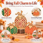 AstraVox 3Pcs Wooden Pumpkin Fall Decor, Rustic Autumn Decorations for Home - Image 2