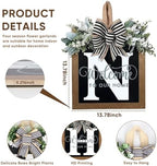 Ultra Large 14'' Last Name All Year Round Front Door Wreath with 26 Initial Letter Welcome Sign All Seasons Eucalyptus Garland and Bow Wreaths for Front Door Porch Farmhouse Decoration (N) - Image 4